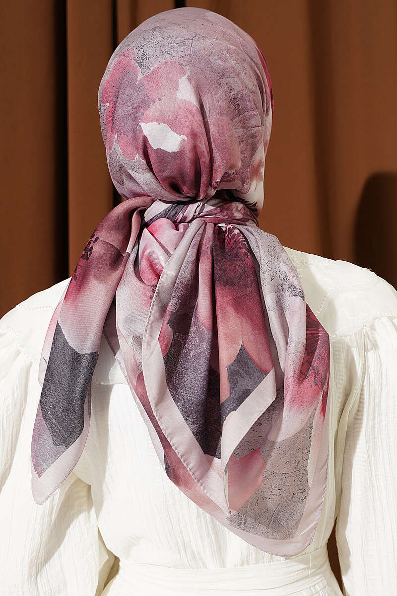 Flower Print Scarf, 120 cm - Dusty Rose