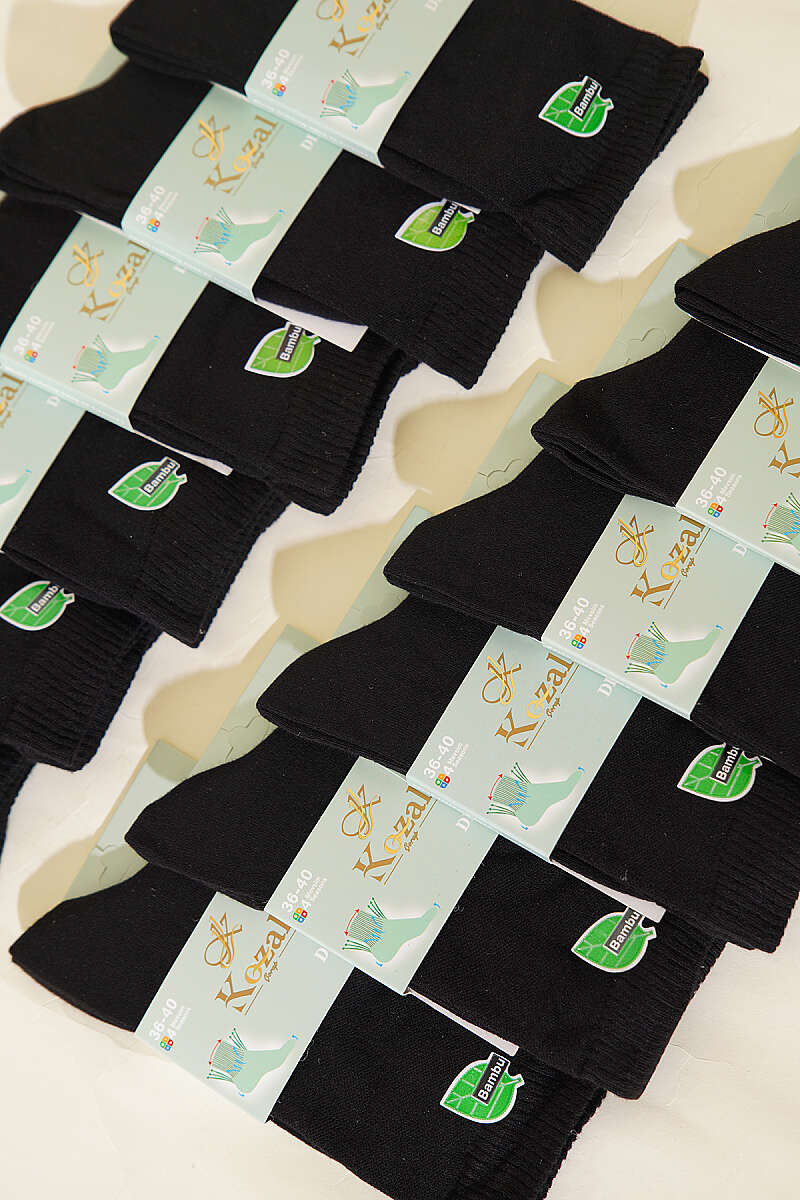 12-Pack Bamboo Diabetic Ankle Socks - Black