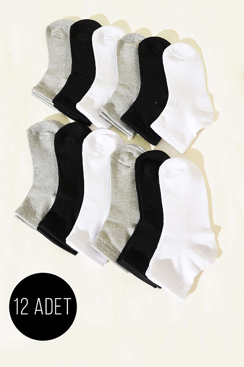 12-Pack Ribbed Crew Socks - Multicolour 1
