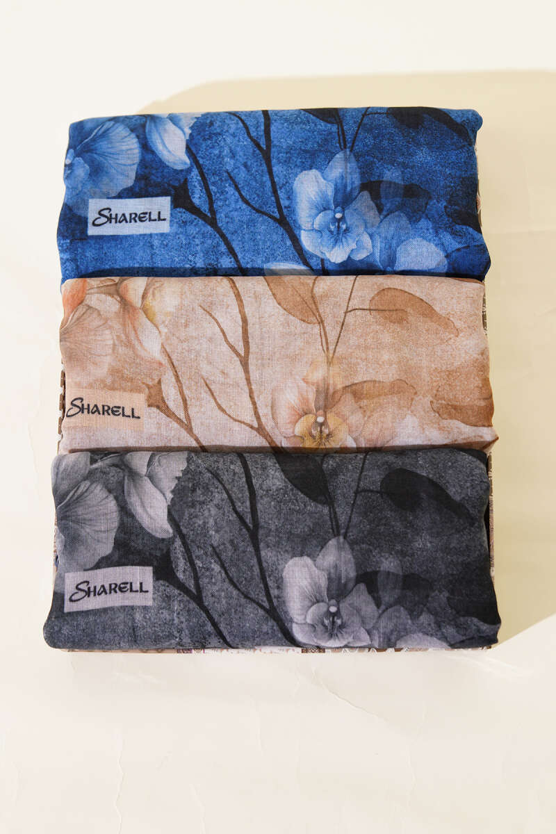 3-Piece Botanical Floral Bamboo Shawl Set - Multicolour