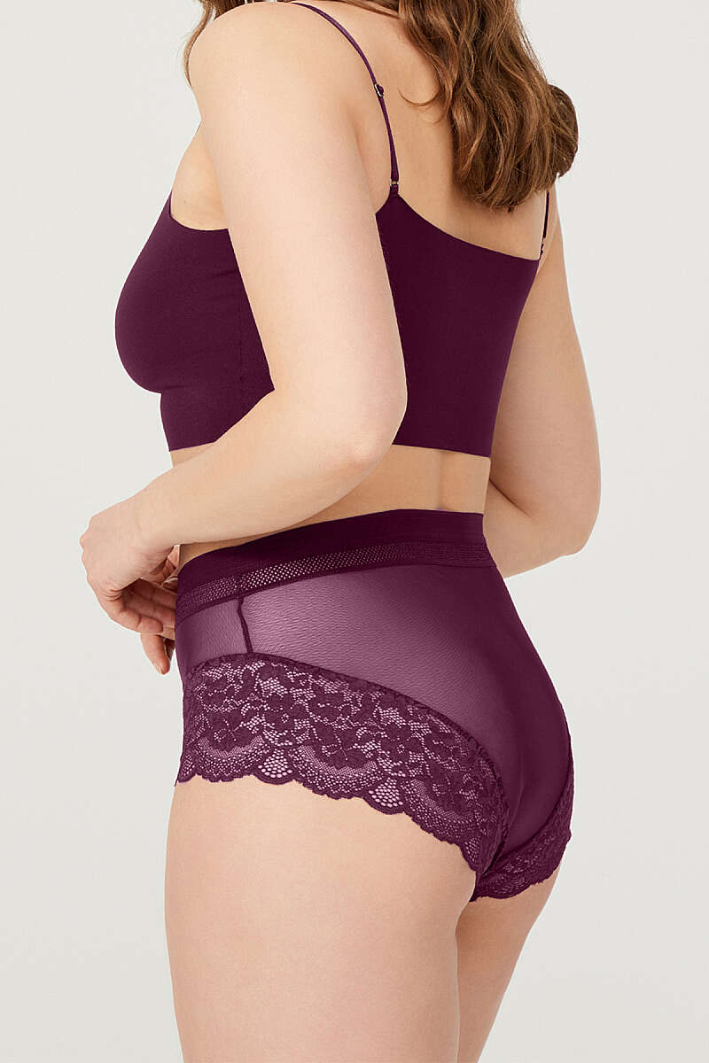 3-Pack Plus-Size Lace-Detail Tulle Briefs - Multicolour 1
