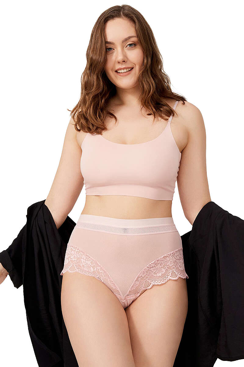 3-Pack Plus-Size Lace-Detail Tulle Briefs - Multicolour 1