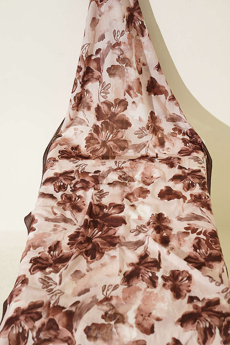 3-Piece Floral Bamboo Crinkle Shawl Set - Multicolour