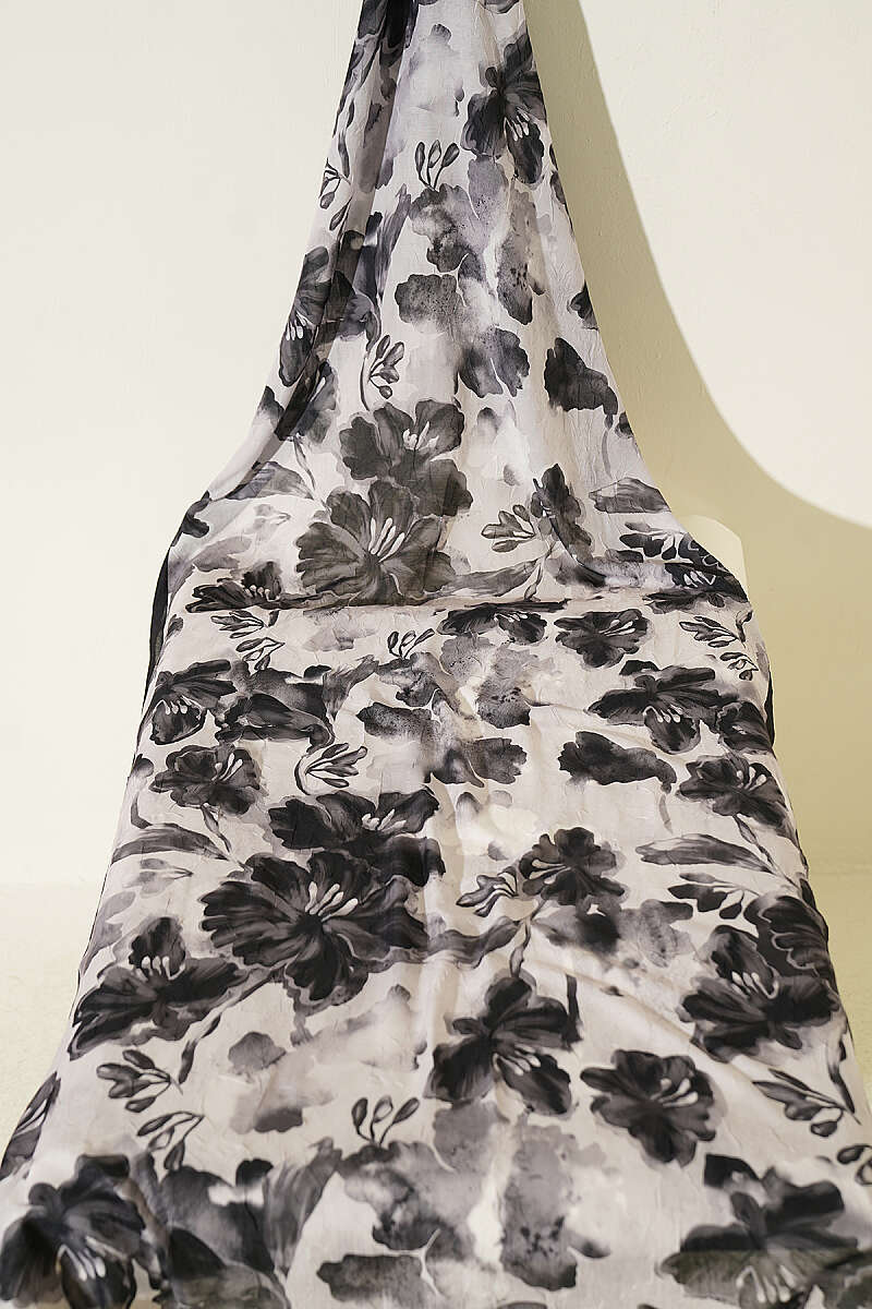 3-Piece Floral Bamboo Crinkle Shawl Set - Multicolour