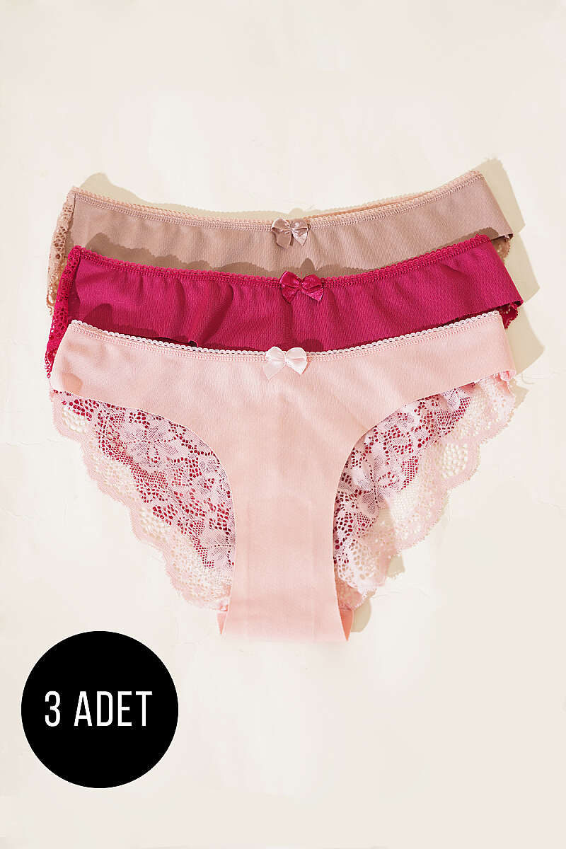 3-Pack Lace Laser-Cut Briefs - Multicolour
