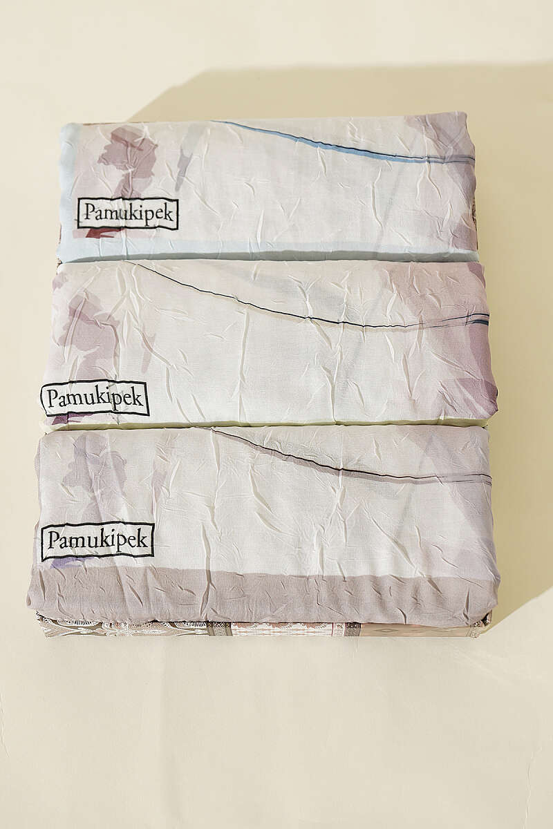 3-Piece Brushstroke Bamboo Crinkle Shawl Set - Multicolour