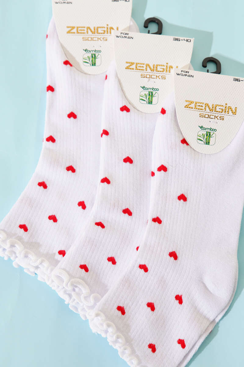 3-Pack Heart Pattern Bamboo Ankle Socks - Multicolour 1