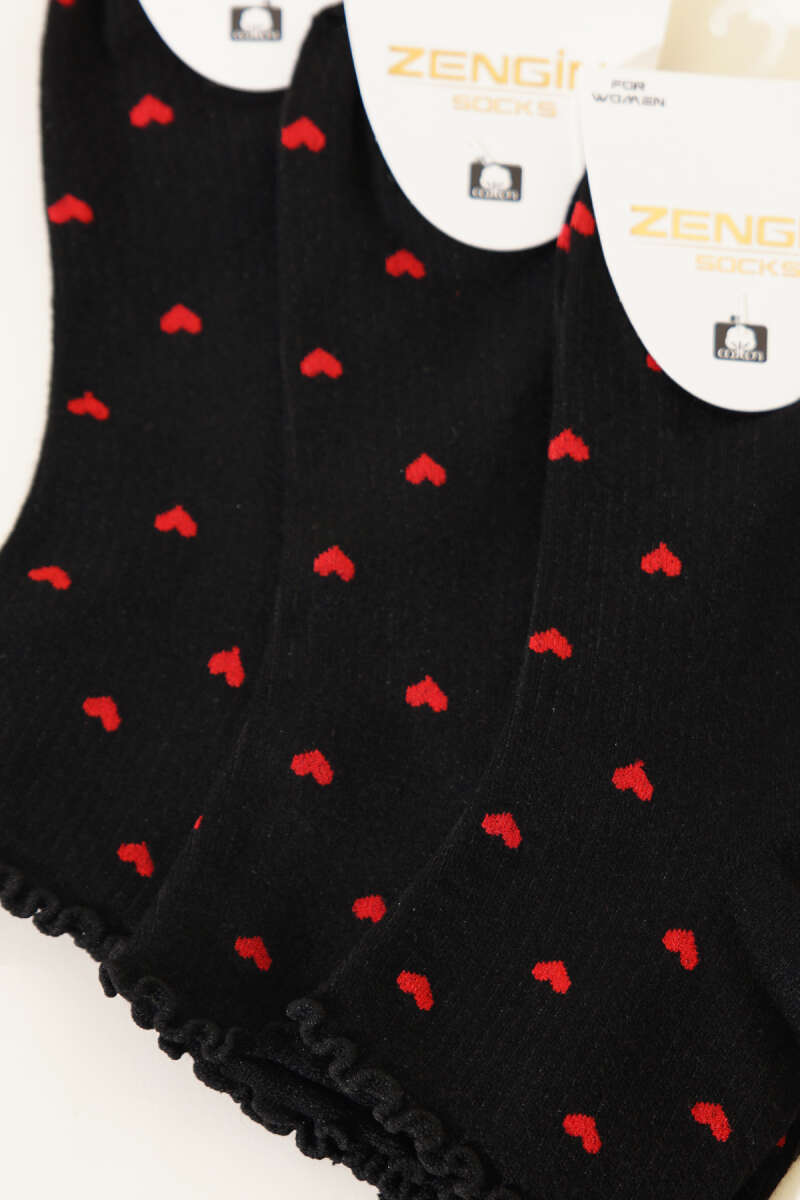 3-Pack Heart Pattern Bamboo Ankle Socks - Multicolour 2