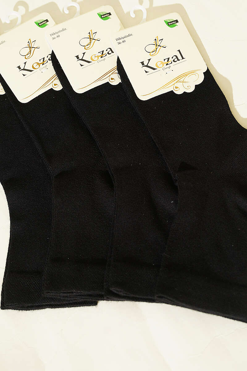 4-Pack Bamboo Short Crew Socks - Black