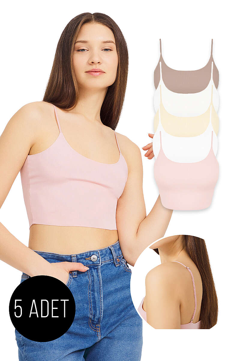 5-Pack Spaghetti-Strap Laser-Cut Bustiers - Multicolour 3
