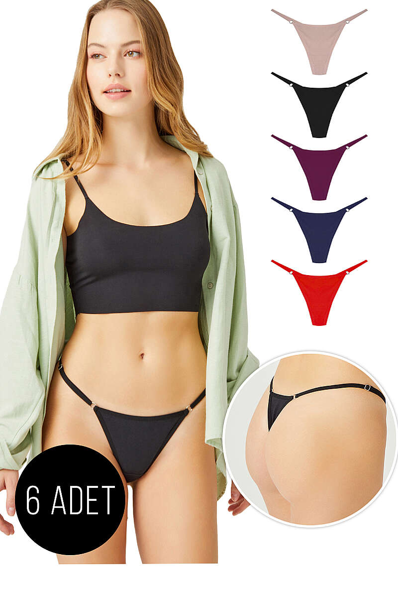6-Pack Basic Thongs - Black