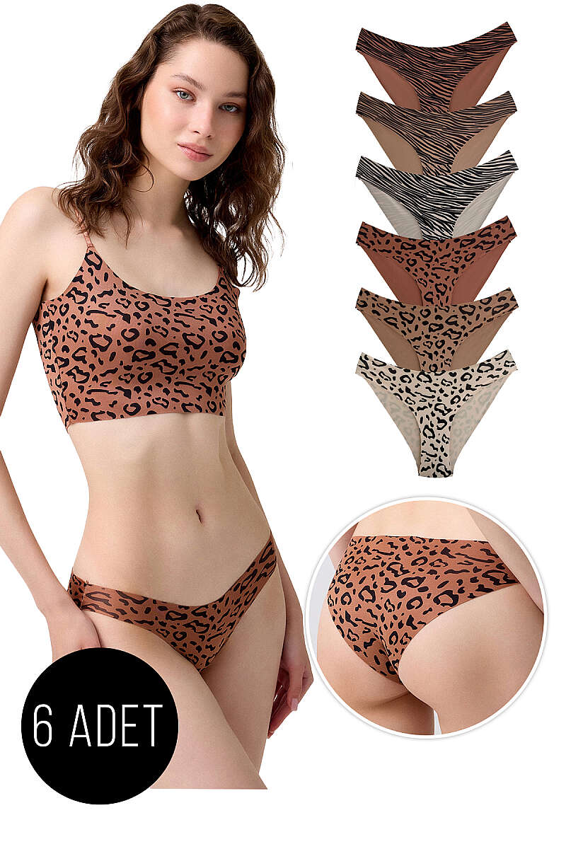6-Pack Patterned Laser-Cut Briefs - Multicolour