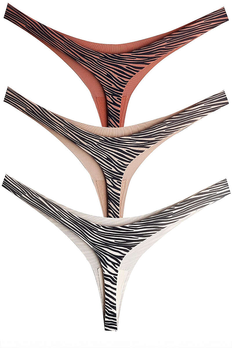 6-Pack Patterned Laser-Cut Thongs - Multicolour 1