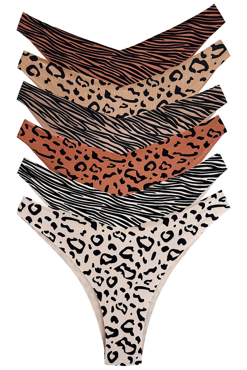6-Pack Mixed Print Laser-Cut Bikini Briefs - Multicolour 1