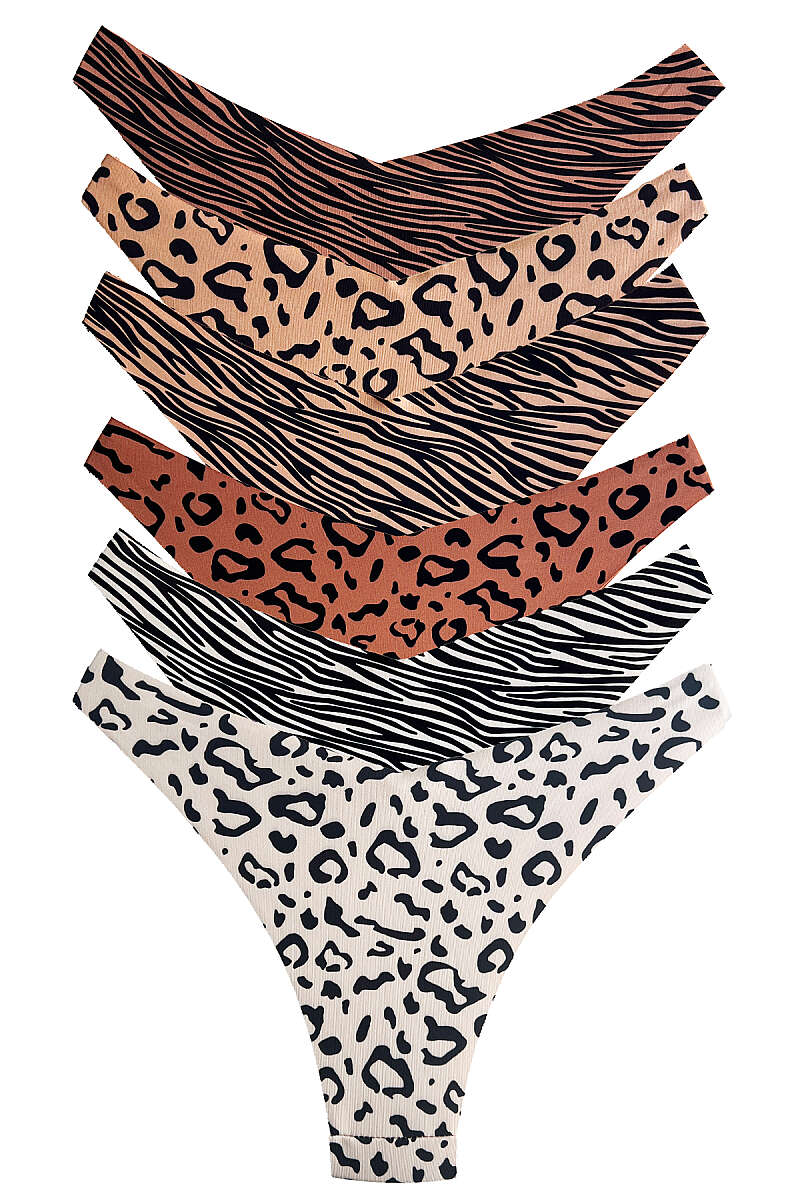 6-Pack Mixed Print Laser-Cut Bikini Briefs - Multicolour 1