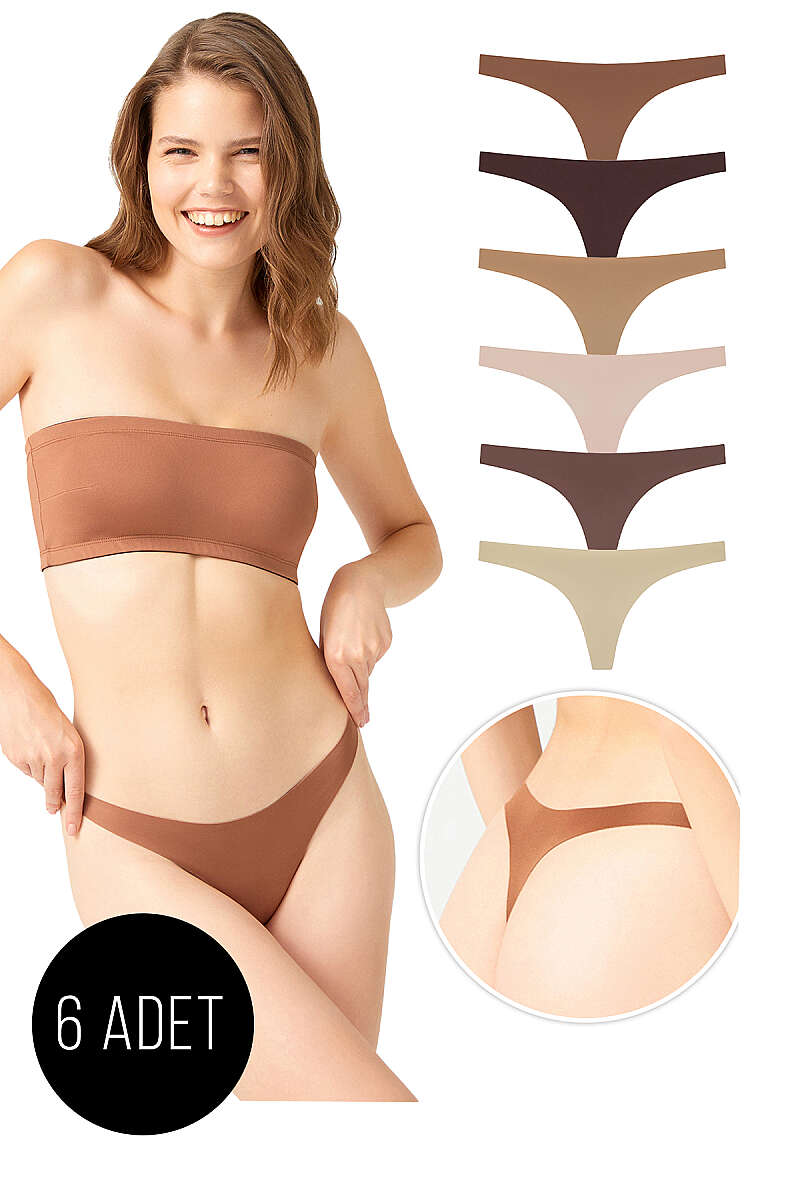 6-Pack Laser-Cut Thongs - Multicolour 2