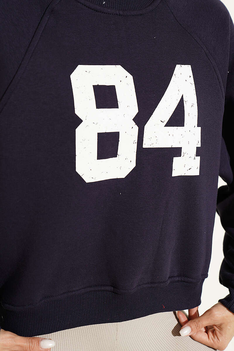 "84" Print Sweatshirt - Navy