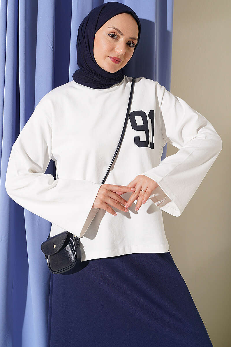 91 Print Interlock Tunic - White