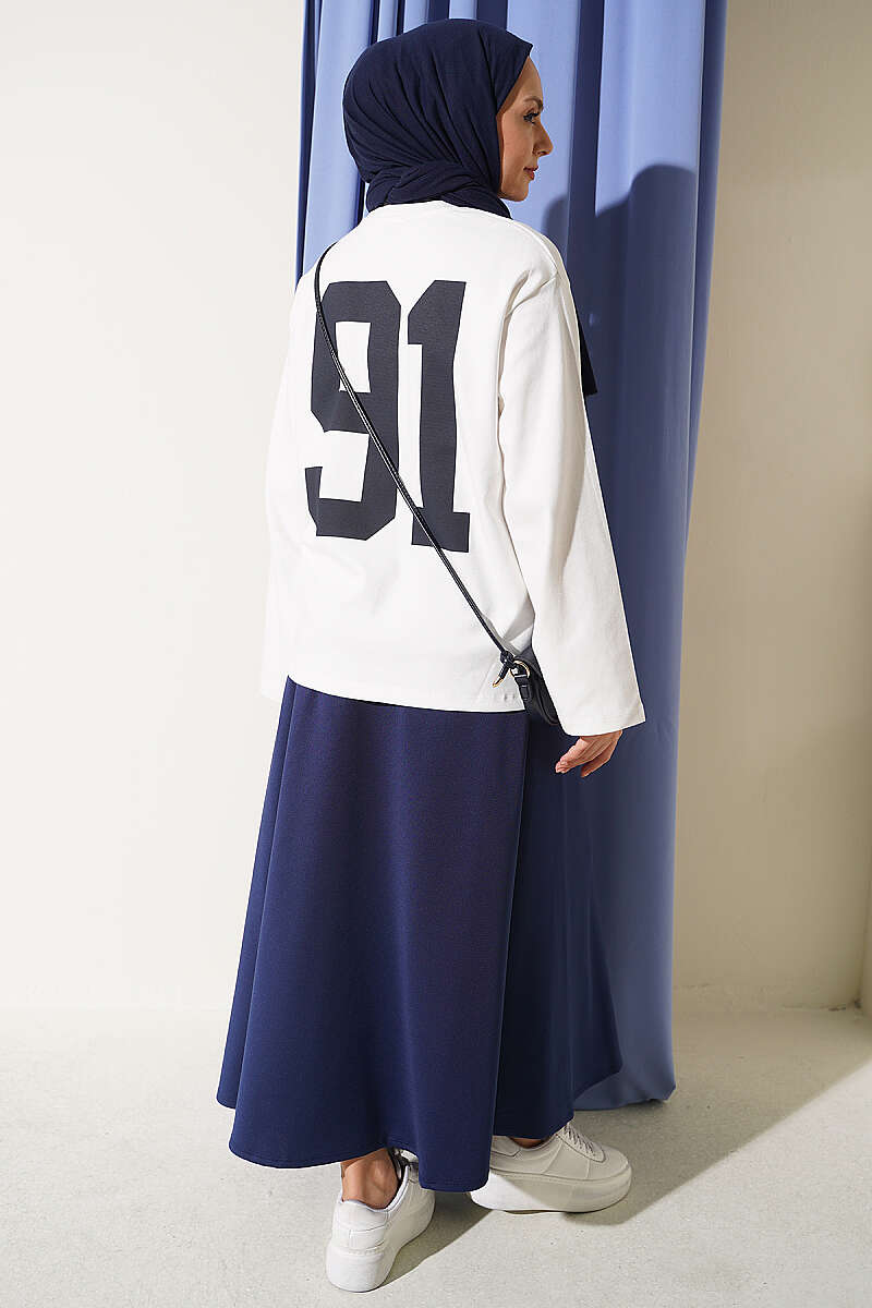 91 Print Interlock Tunic - White