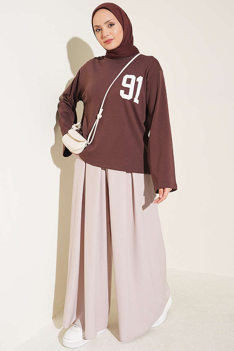 91 Print Interlock Tunic - Brown