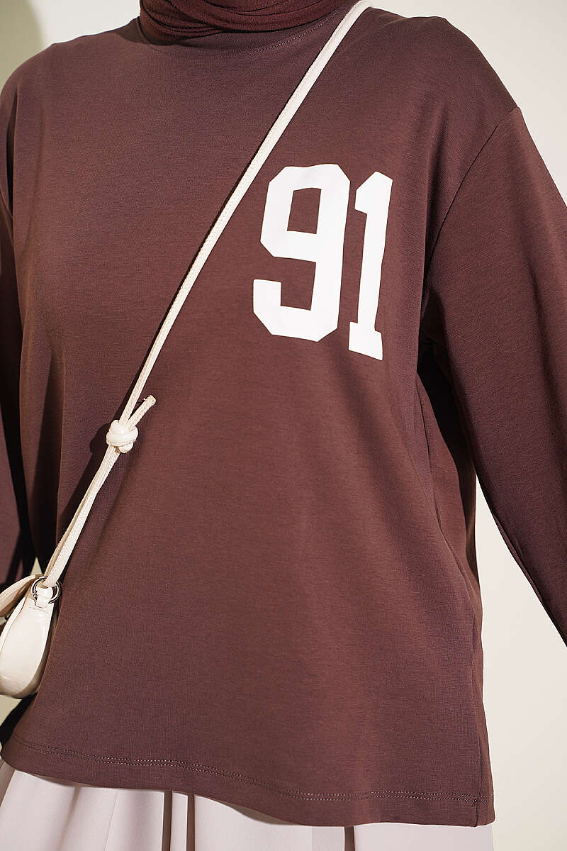 91 Print Interlock Tunic - Brown
