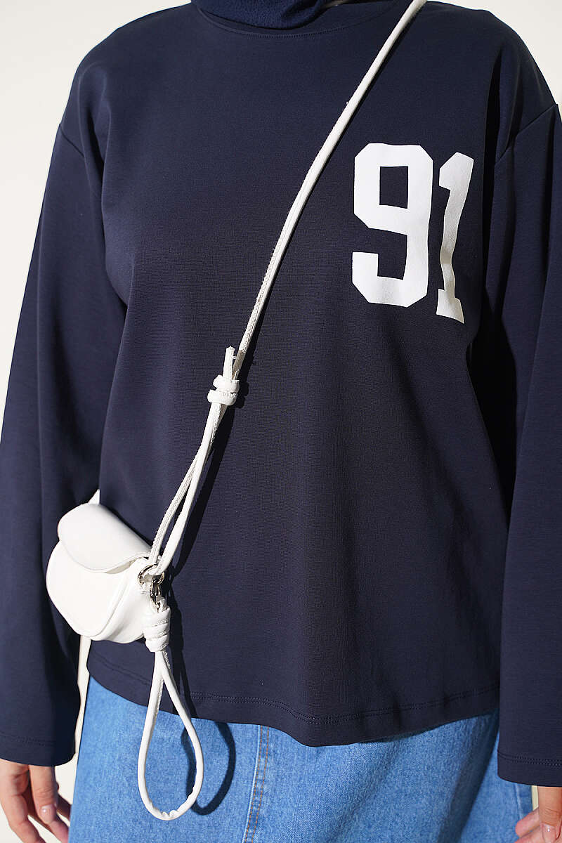 91 Print Interlock Tunic - Navy