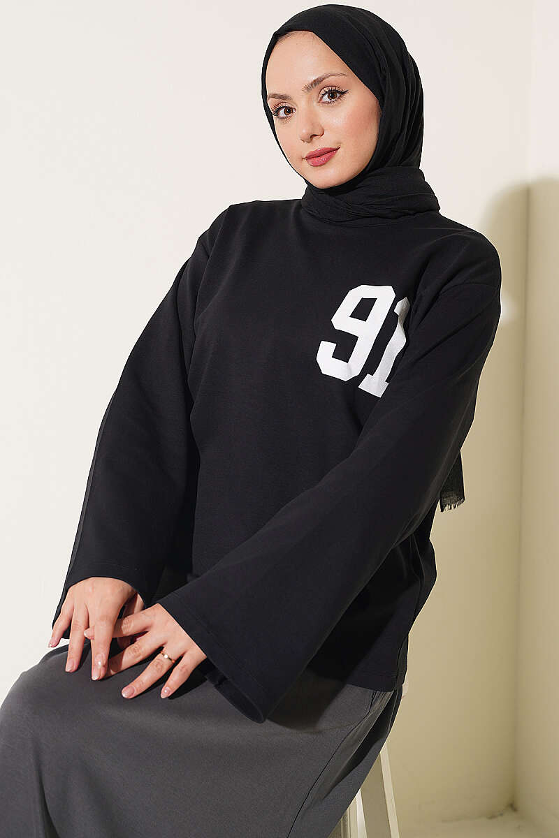 91 Print Interlock Tunic - Black