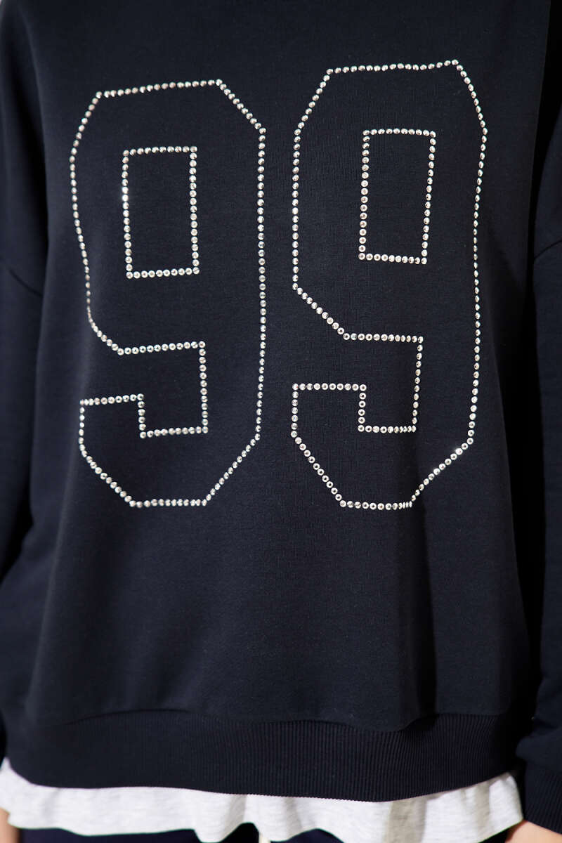 "99" Stone Lettering Sweatshirt - Navy