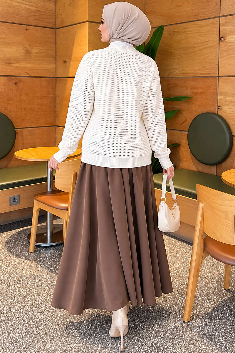 Pointelle V-Neck Knit Cardigan - White