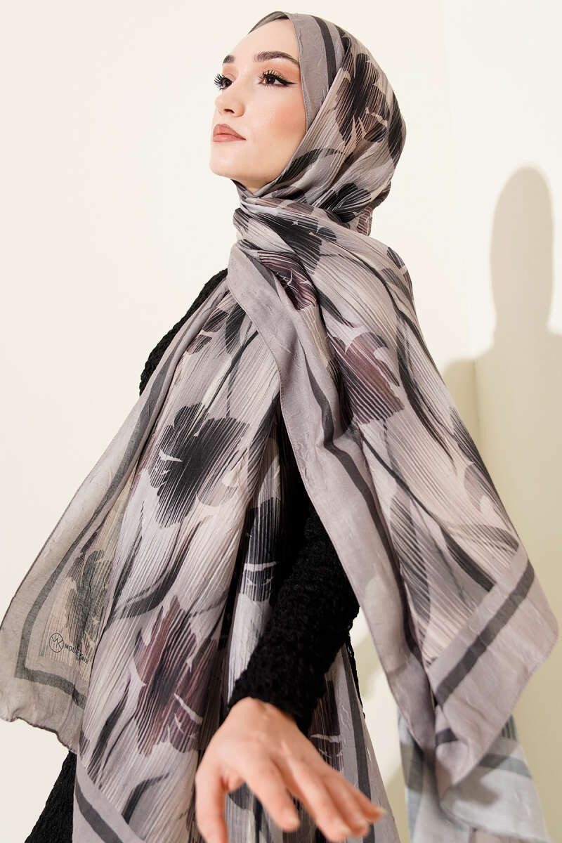 Aquarelle Bamboo Crinkle Shawl - Stone Grey