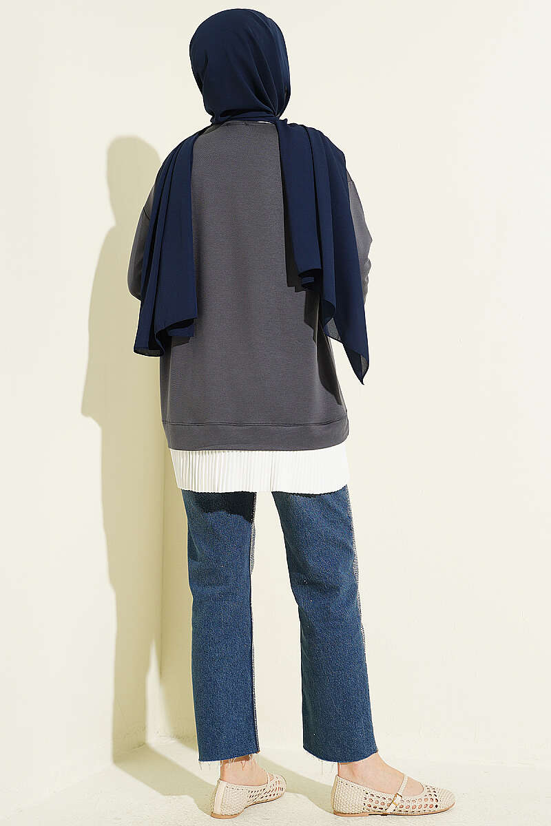 Loycha Tunic with Plissé Hem - Smoke Grey