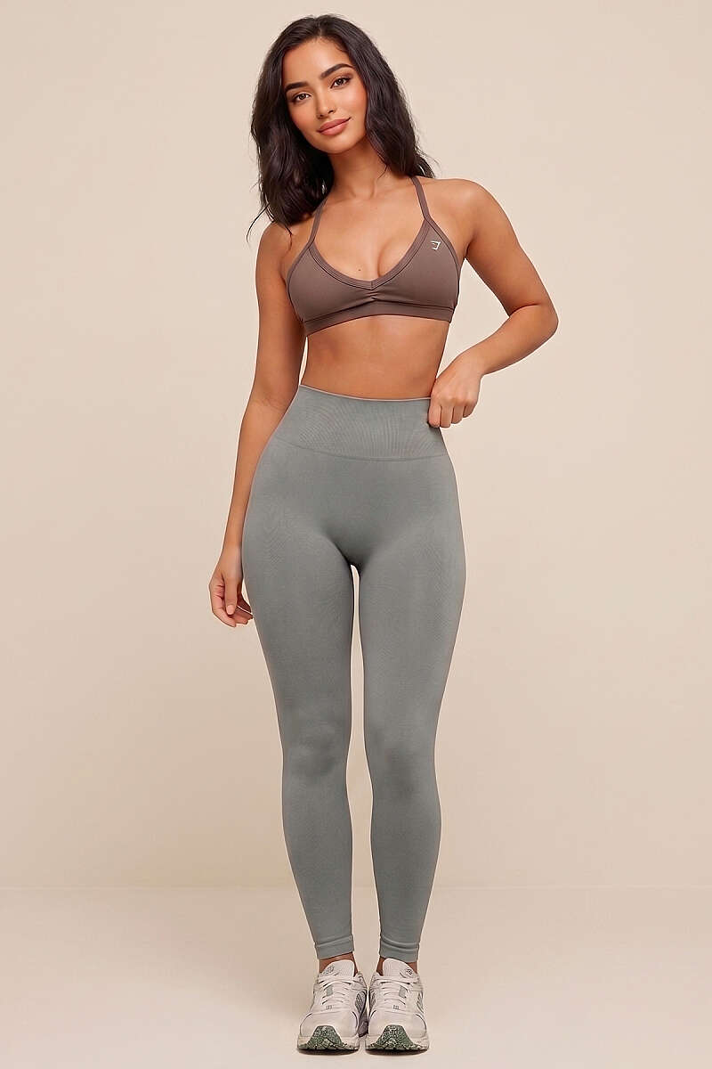Scrunch-Back Sports Leggings - Grey
