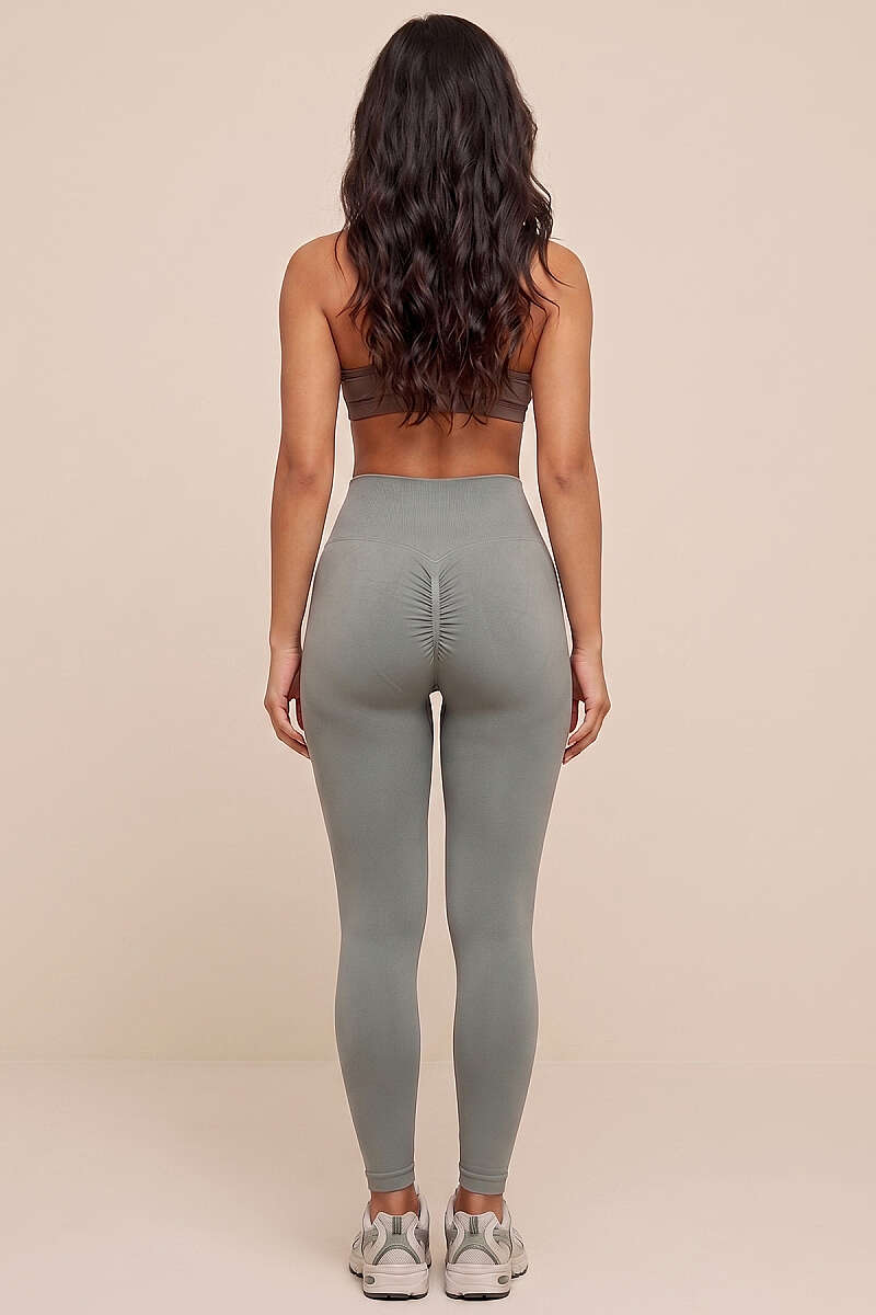 Scrunch-Back Sports Leggings - Grey
