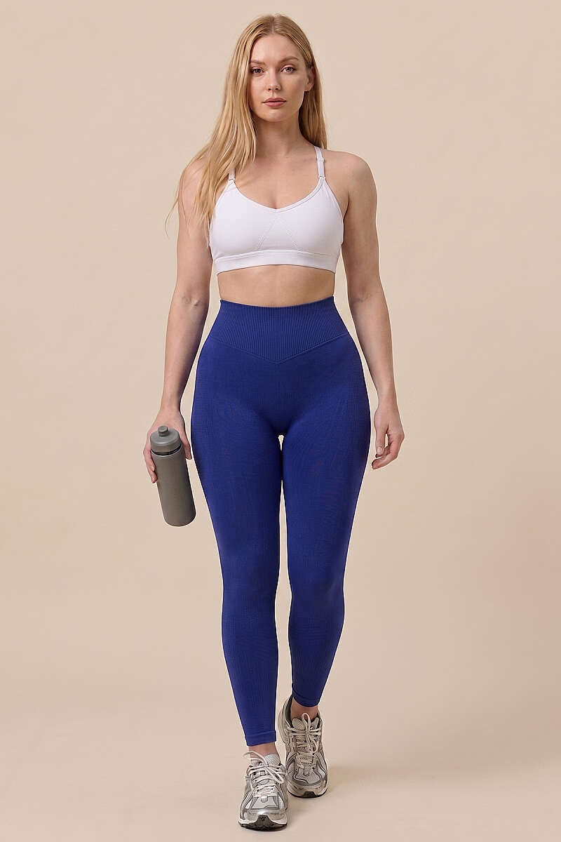 Scrunch-Back Sports Leggings - Indigo