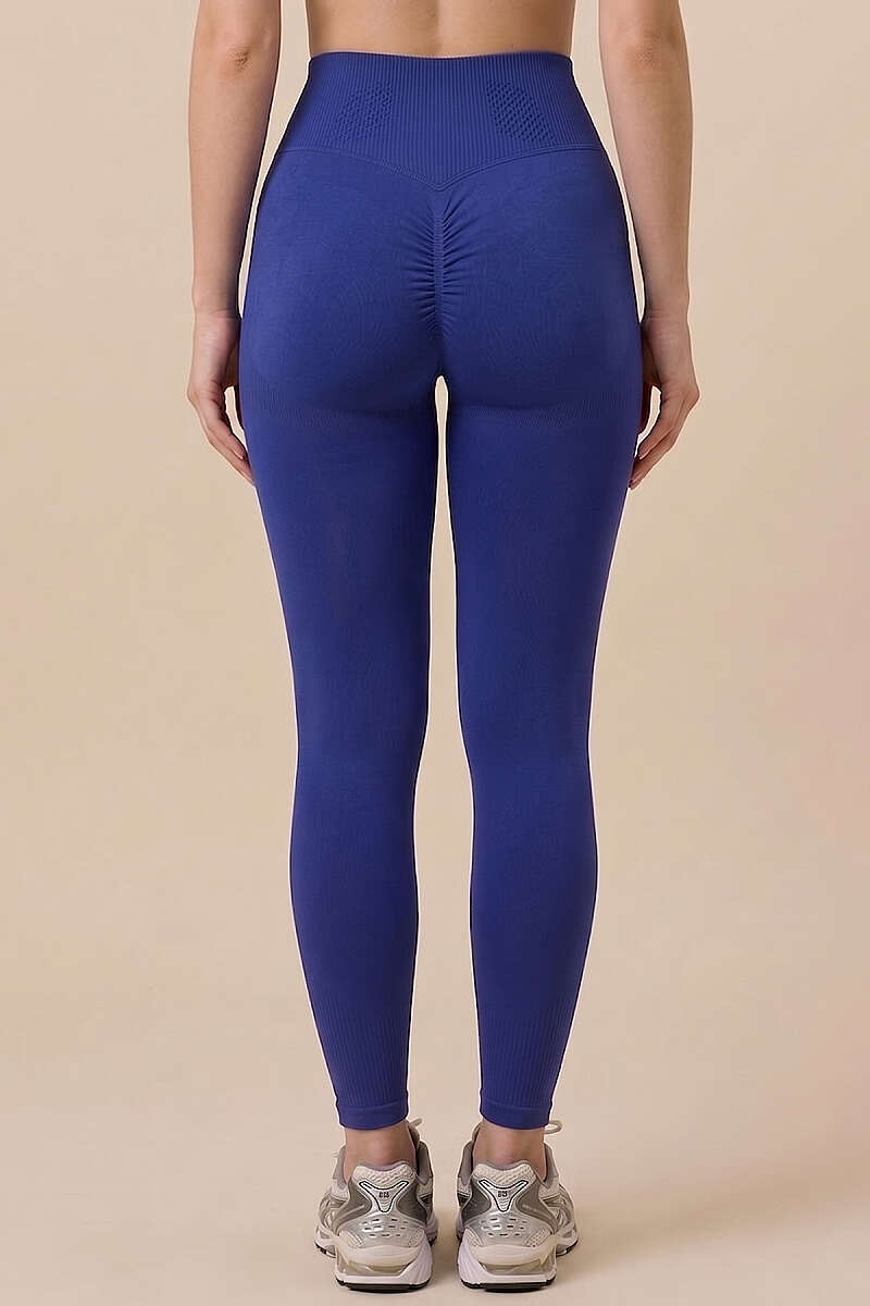 Scrunch-Back Sports Leggings - Indigo