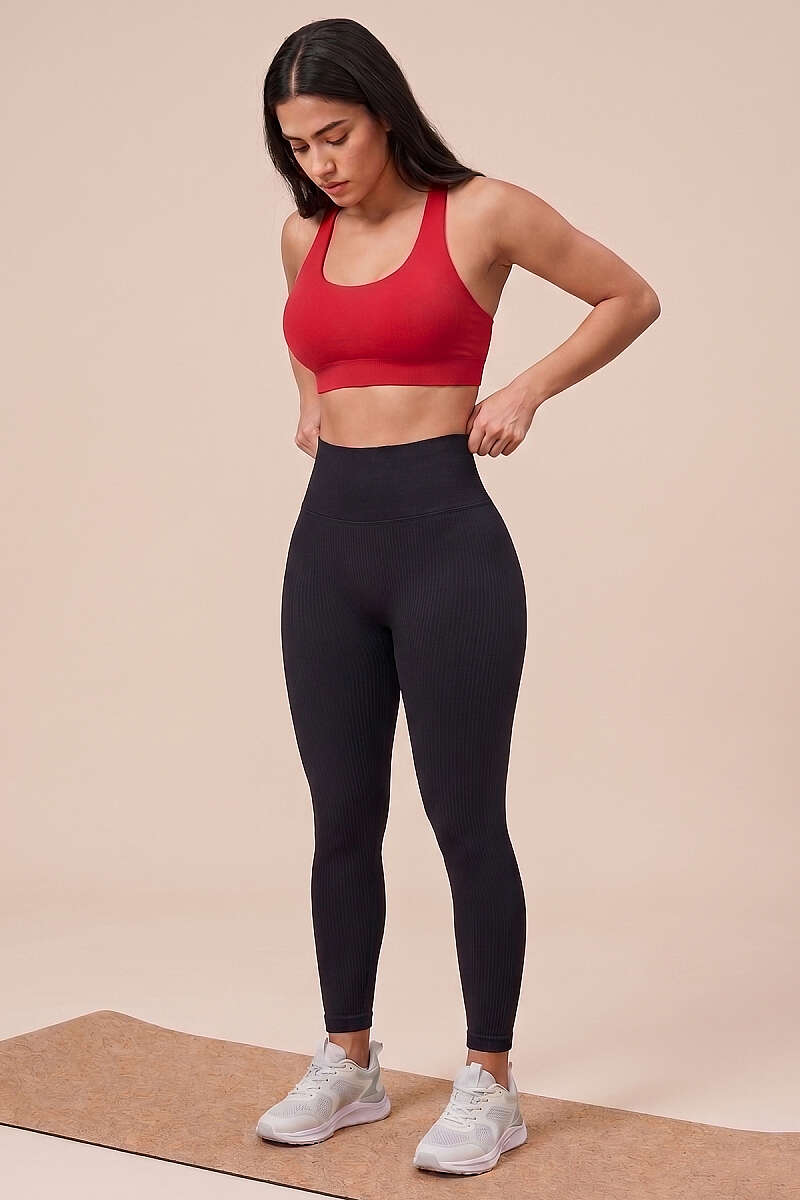 Scrunch-Back Sports Leggings - Black