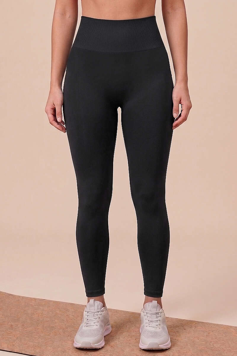 Scrunch-Back Sports Leggings - Black