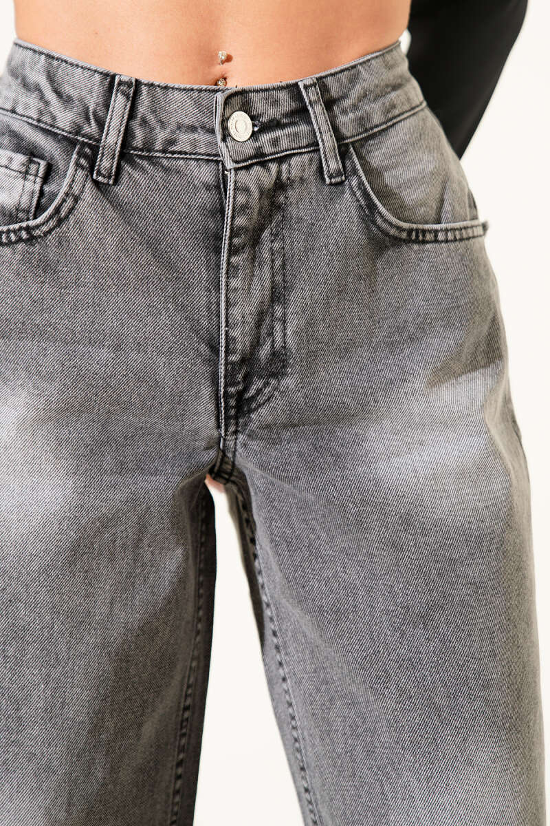 Jeans with Tasselled Back Pockets - Smoke Grey