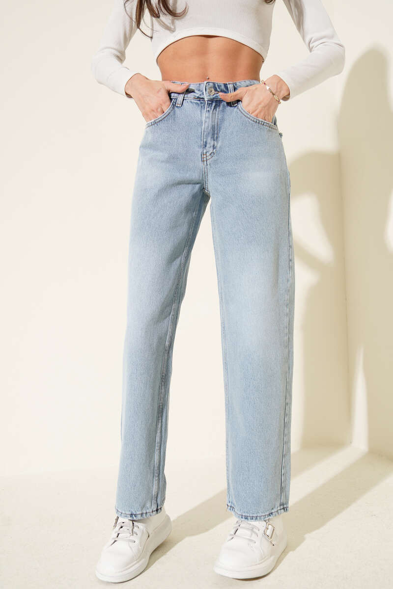 Jeans with Tasselled Back Pockets - Denim Blue