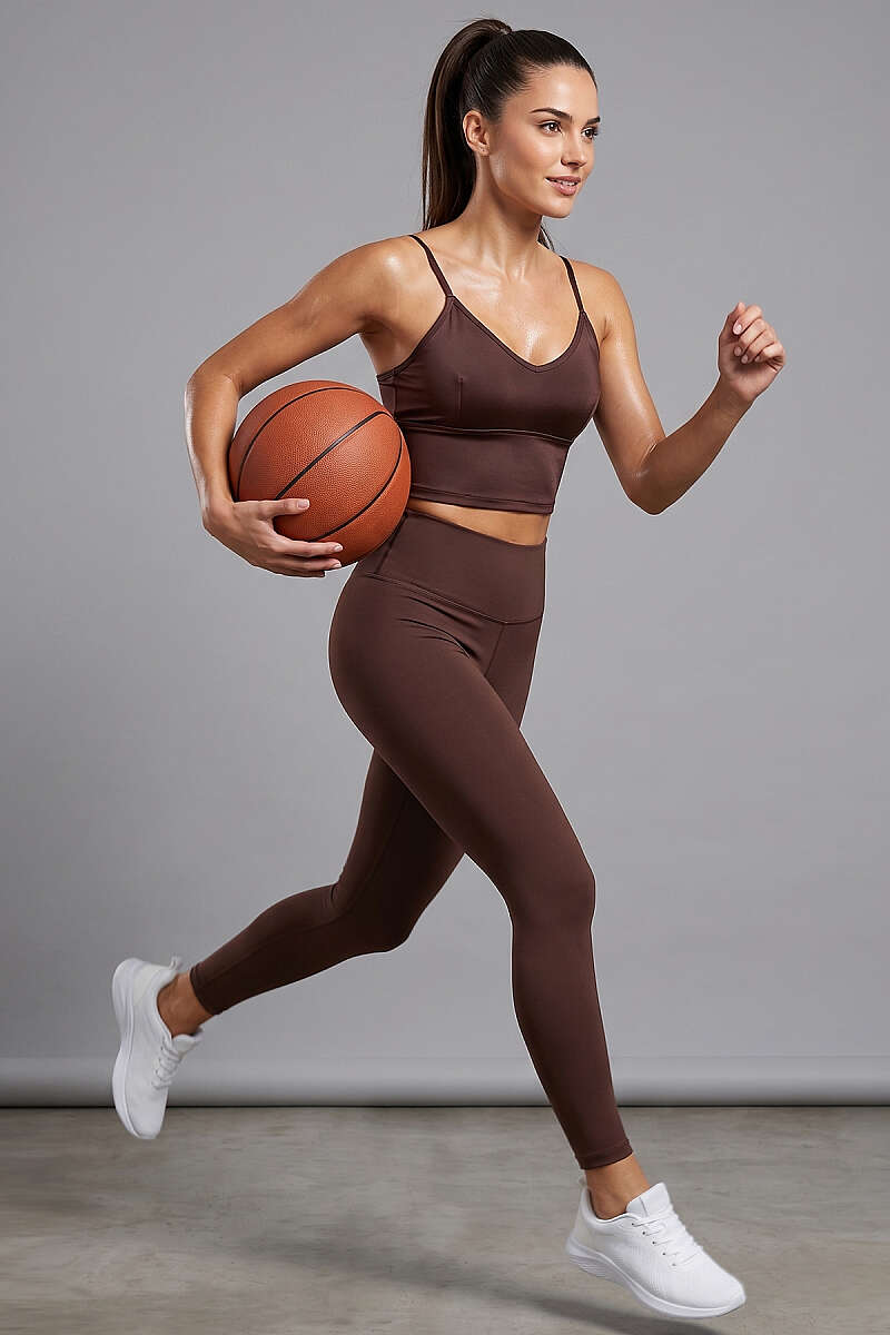 Crop Top with Criss-Cross Elastic Back - Brown