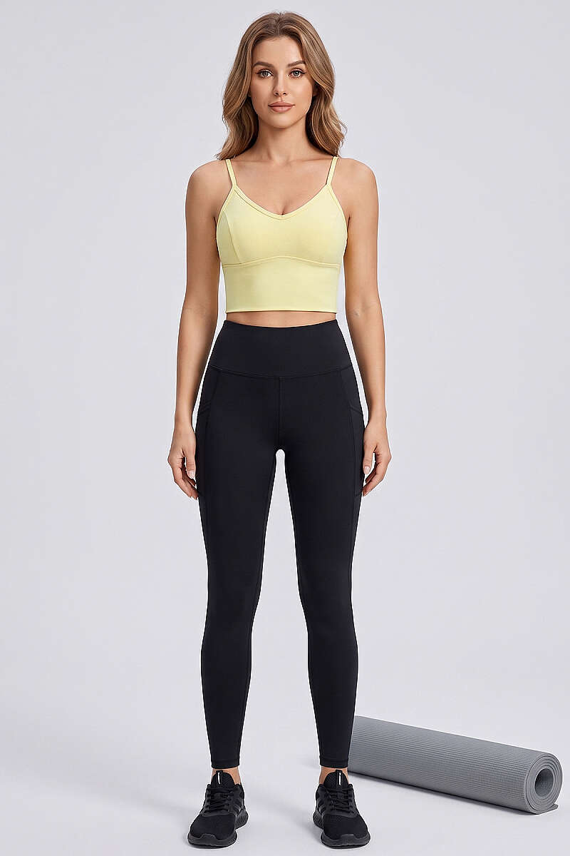 Crop Top with Criss-Cross Elastic Back - Yellow
