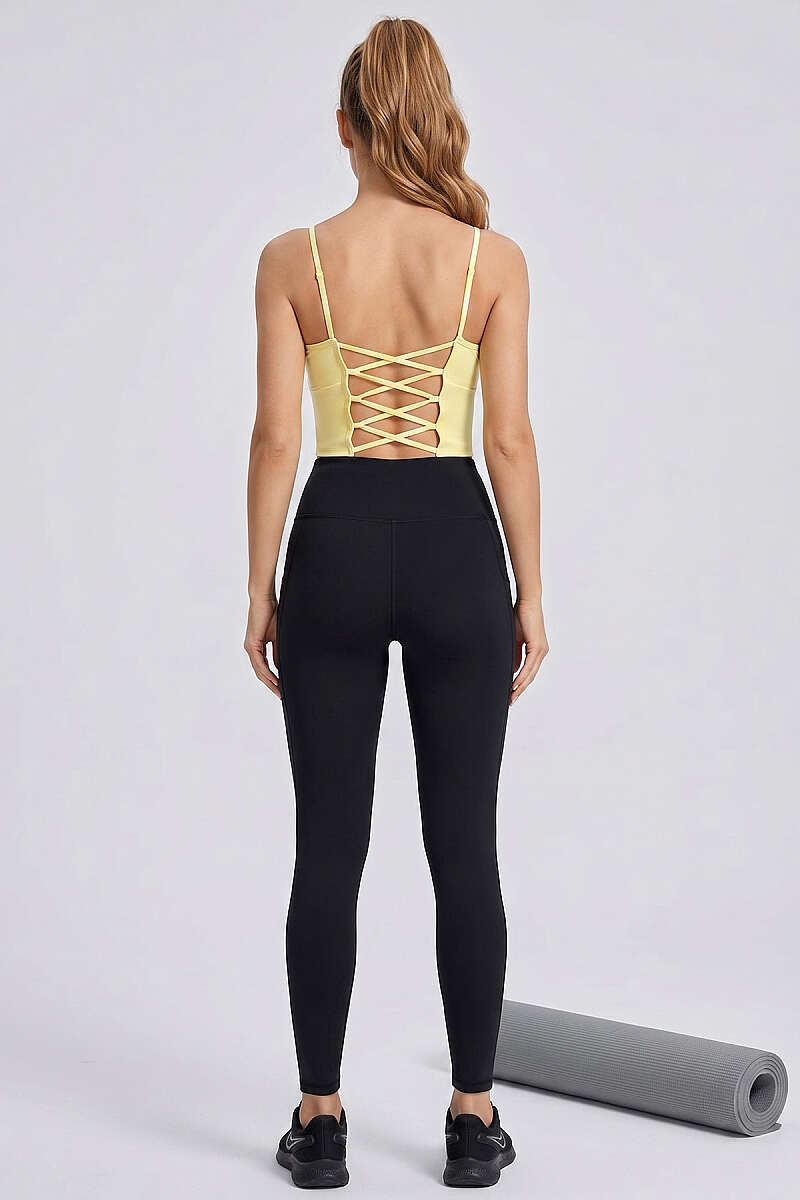 Crop Top with Criss-Cross Elastic Back - Yellow