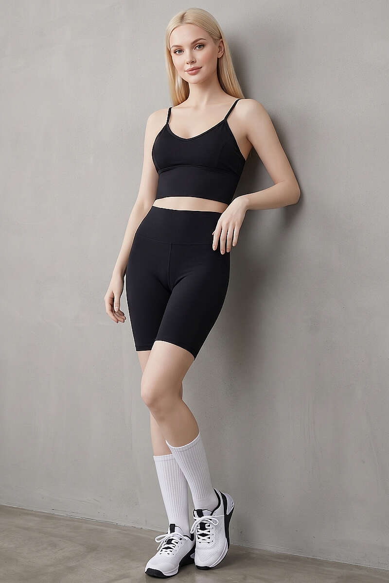 Crop Top with Criss-Cross Elastic Back - Black
