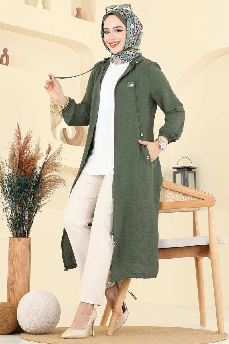 Aerobin Cape Coat with Emblem - Khaki