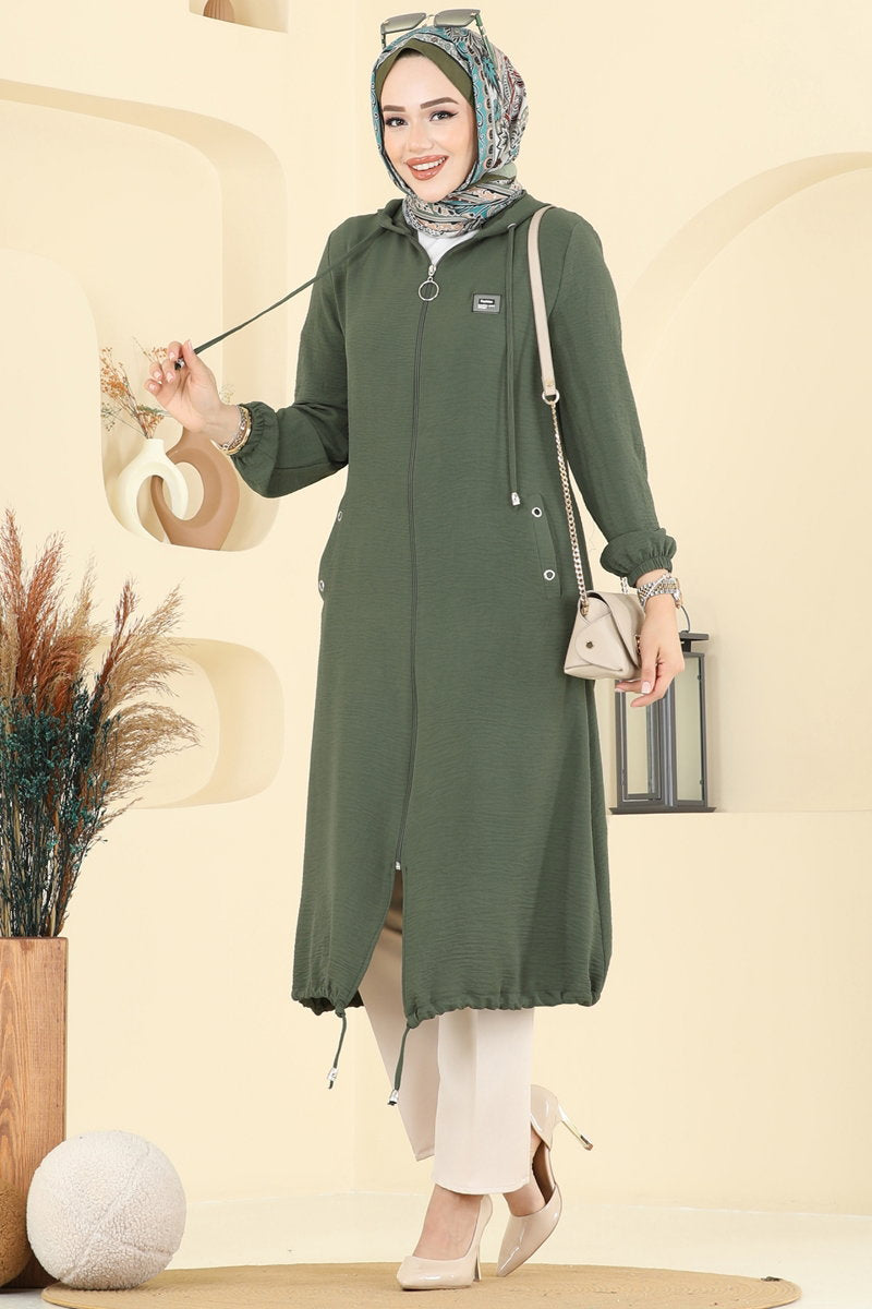Aerobin Cape Coat with Emblem - Khaki