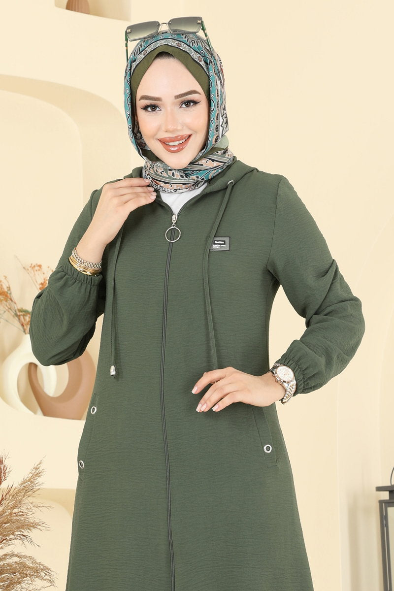 Aerobin Cape Coat with Emblem - Khaki