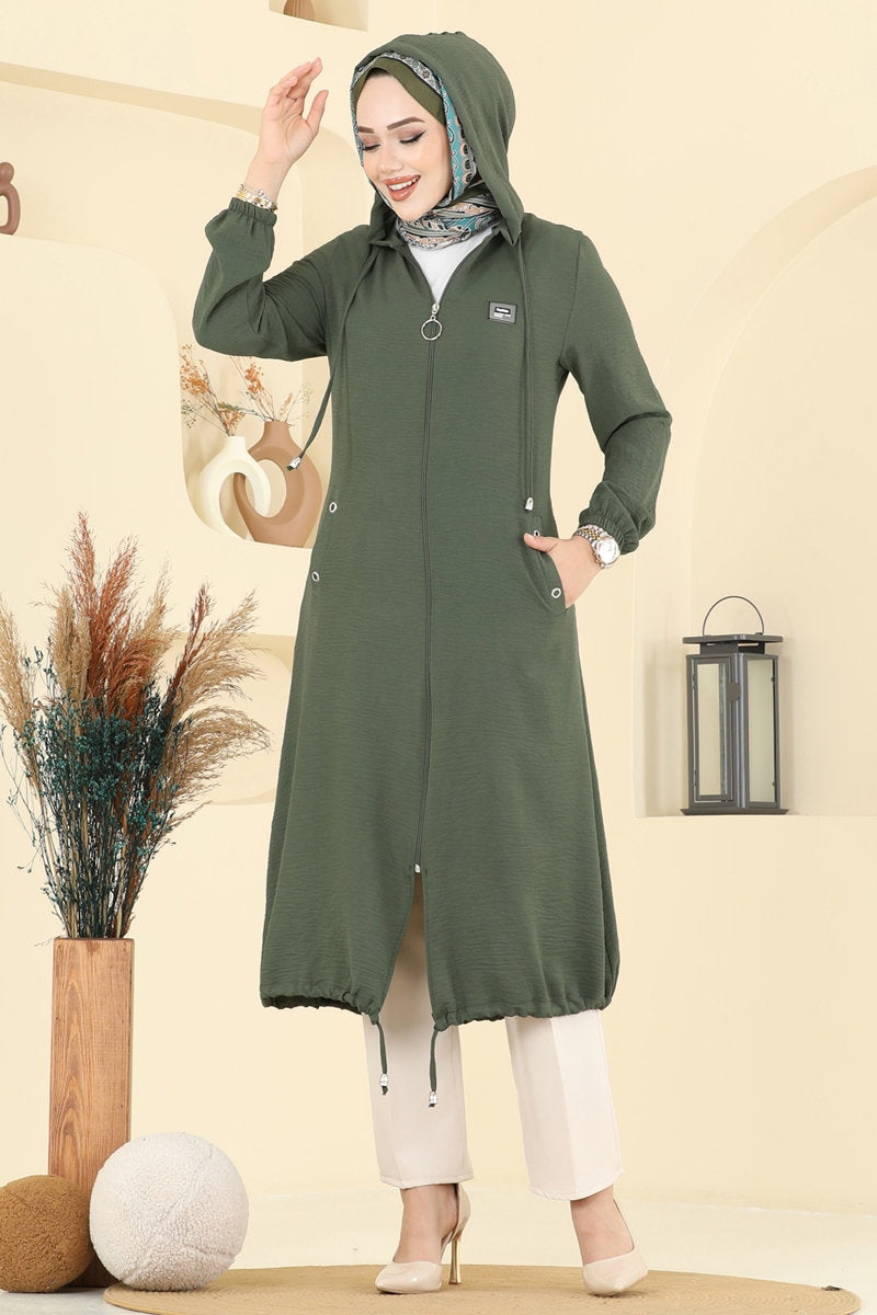 Aerobin Cape Coat with Emblem - Khaki