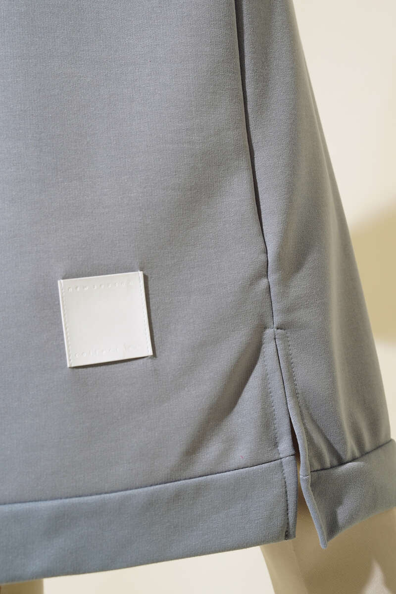 Long Tunic with Badge Detail - Grey