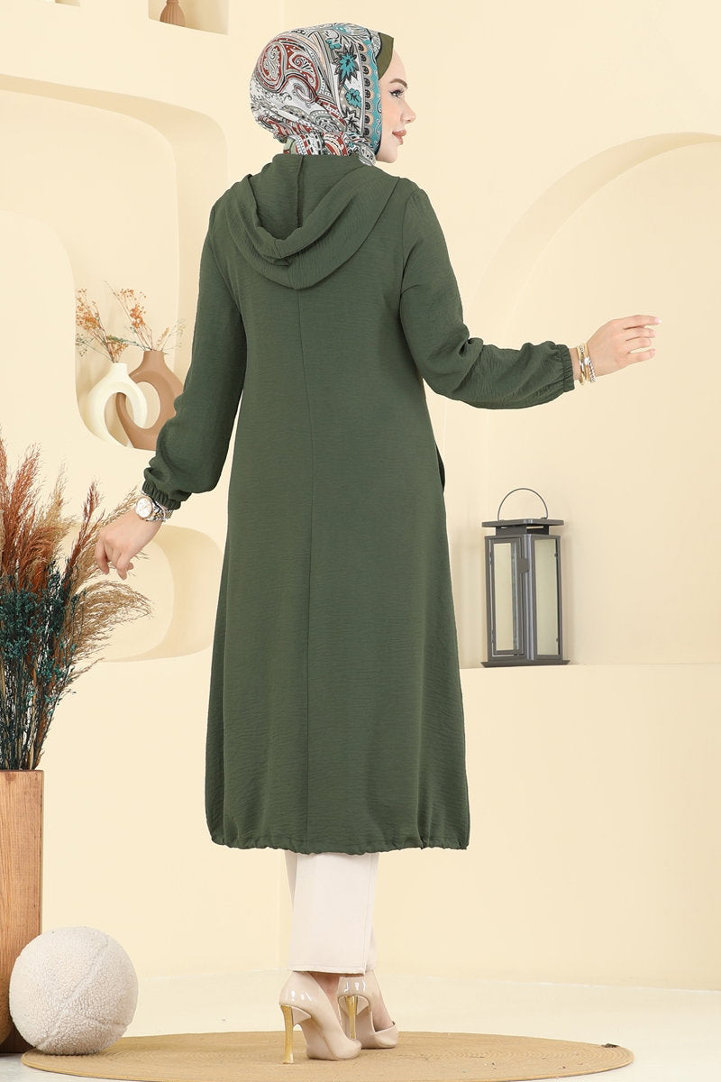 Relaxed Aerobin Cape Coat with Emblem - Khaki