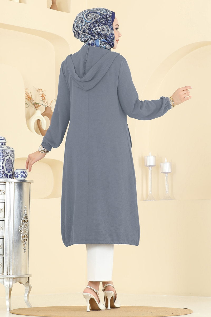 Relaxed Aerobin Cape Coat with Emblem - Dark Grey